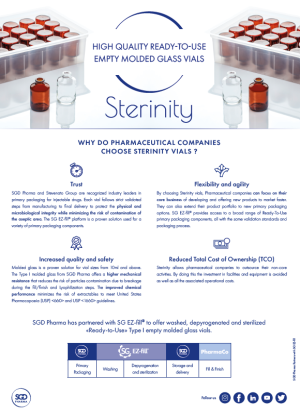 Sterinity, 高品质去热原无菌模制注射剂瓶 