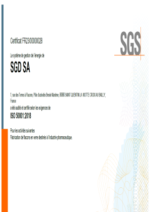 SQLM (SGD SA) - Certificat ISO 50001